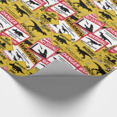 Dinosaur Attentie Signs Cadeaupapier (Hoek)