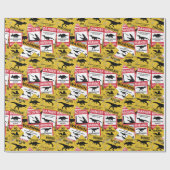 Dinosaur Attentie Signs Cadeaupapier (Vlak)