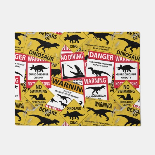 Dinosaur Attentie Signs Deurmat (Voorkant)