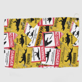 Dinosaur Attentie Signs Golfhanddoek (Horizontaal)