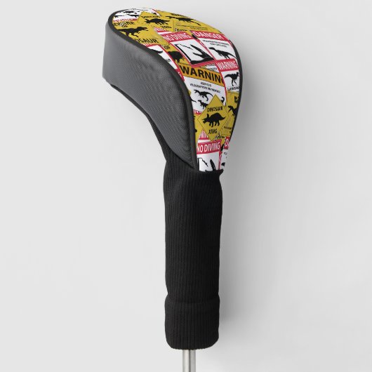 Dinosaur Attentie Signs Golfheadcover (Schuin)