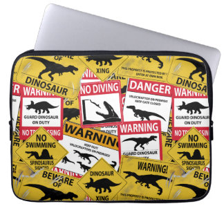 Dinosaur Attentie Signs Laptop Sleeve