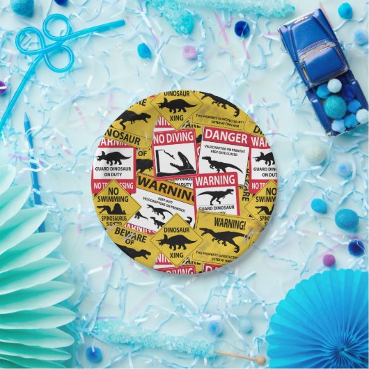 Dinosaur Attentie Signs Papieren Bordje (Feest)