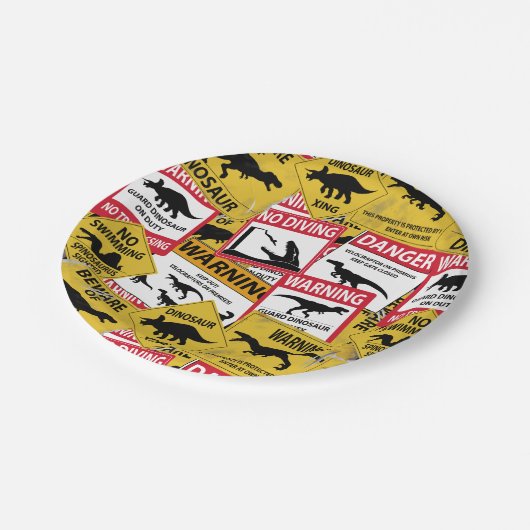 Dinosaur Attentie Signs Papieren Bordje (Gekanteld)