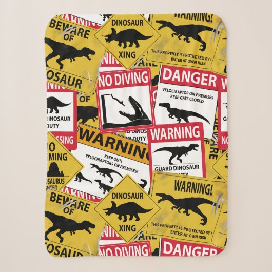 Dinosaur Attentie Signs Sherpa Deken (Voorkant)