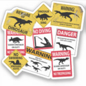 Dinosaur Attentie Signs Sticker (Voorkant)