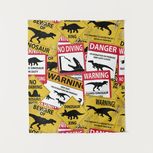 Dinosaur Attentie Signs Wandkleed (Voorkant)