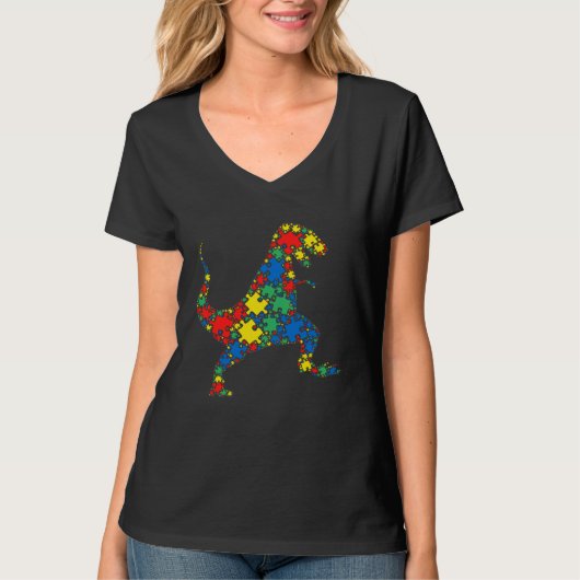Dinosaur Autism Puzzle for Women Men Kids Autism A T-shirt (Voorkant)