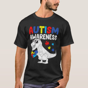 Dinosaur autisme waakzaamheid Puzzle Heart Autisti T-shirt
