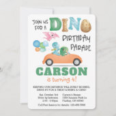 Dinosaur-auto van Birthday Parade Party Kaart (Voorkant)