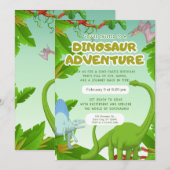 Dinosaur Avonturen Verjaardagsfeestje Kaart (Voorkant / Achterkant)