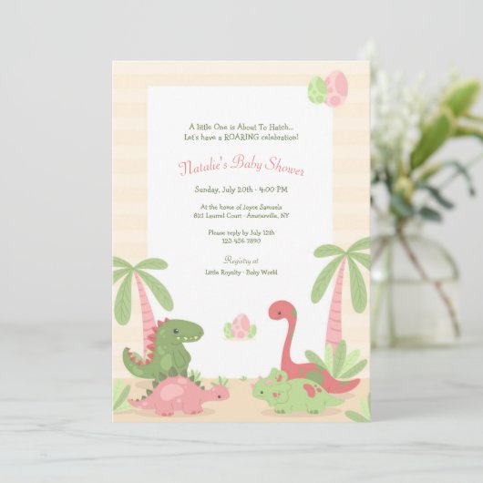 Dinosaur Babies-Baby shower Kaart (Staand voorkant)