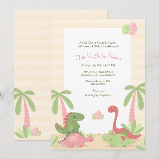 Dinosaur Babies-Baby shower Kaart (Voorkant / Achterkant)