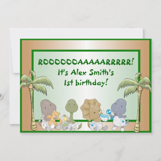 Dinosaur Babies Birthday Invitation Kaart (Achterkant)