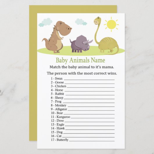 Dinosaur Baby Animals Name Game (Voorkant / Achterkant)