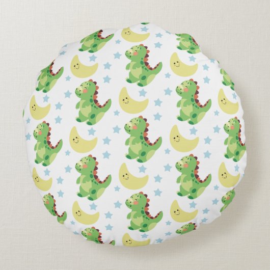 Dinosaur baby bib rond kussen (Achterkant)