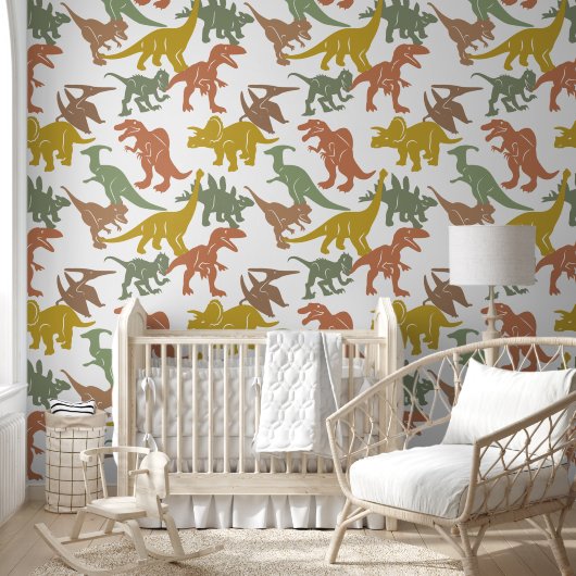 Dinosaur Baby Boy Nursery Peel & Stick Verwijderba Behang (Kinderen)