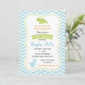 Dinosaur Baby Boy Shower Invitations (pastel) Kaart (Staand voorkant)