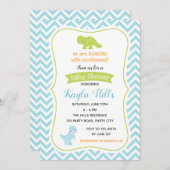 Dinosaur Baby Boy Shower Invitations (pastel) Kaart (Voorkant / Achterkant)