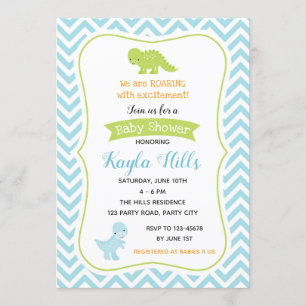 Dinosaur Baby Boy Shower Invitations (pastel) Kaart