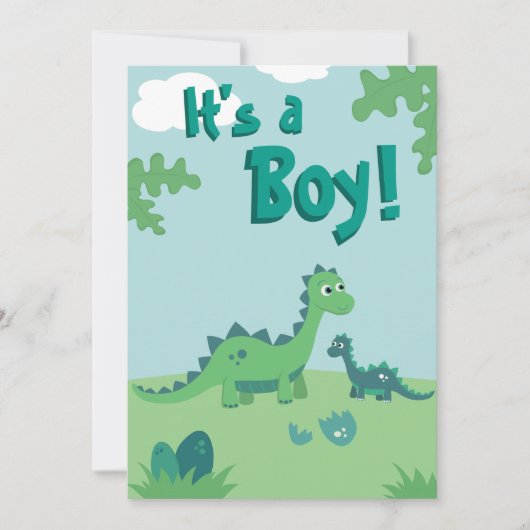 Dinosaur Baby Boy Showparty uitnodiging (Voorkant)