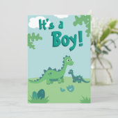 Dinosaur Baby Boy Showparty uitnodiging (Staand voorkant)