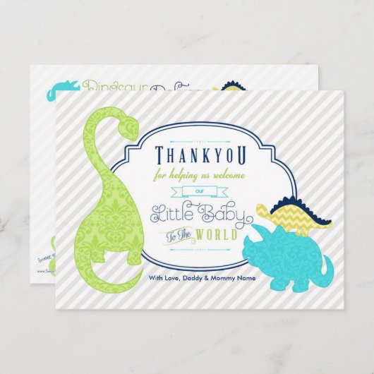 Dinosaur Baby Dank u Briefkaart (Voorkant / Achterkant)