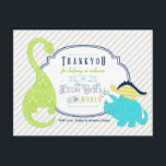 Dinosaur Baby Dank u Briefkaart<br><div class="desc">Een dinosaurus thema nieuwe baby cadeau dank je kaart.</div>