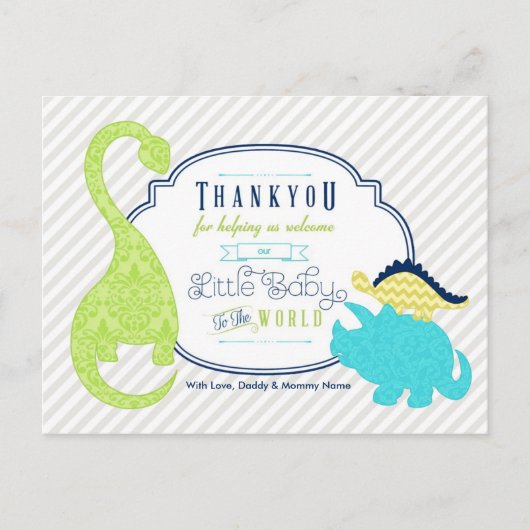 Dinosaur Baby Dank u Briefkaart (Voorkant)