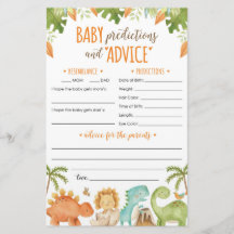 Dinosaur Baby Predications and Advice Card