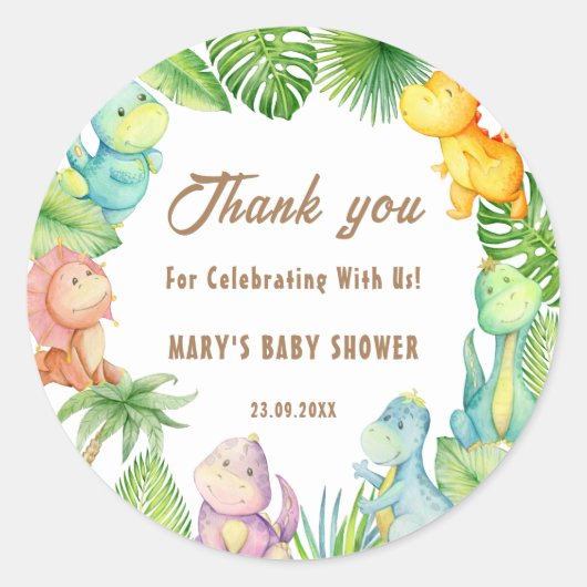 Dinosaur Baby Ronde Sticker (Voorkant)