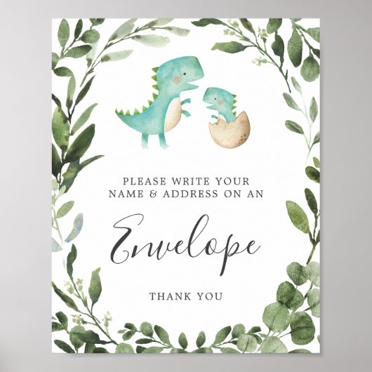 Dinosaur Baby shower Address Envelope Sign Poster (Voorkant)