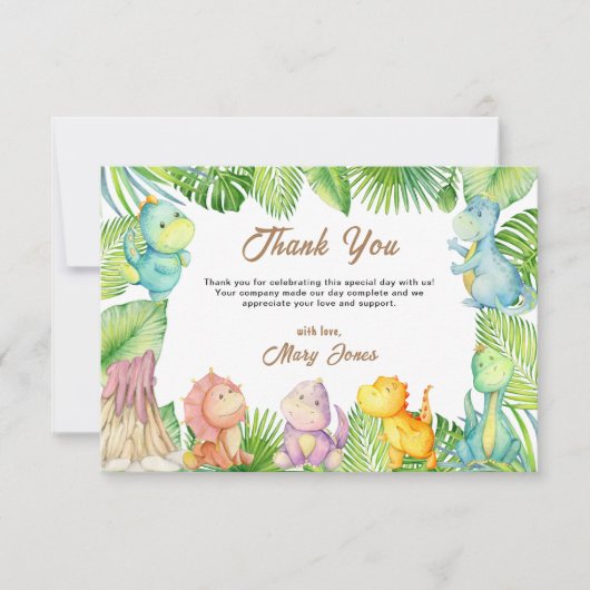 Dinosaur Baby shower Bedankkaart (Voorkant)