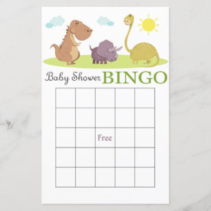 Dinosaur baby shower bingo card
