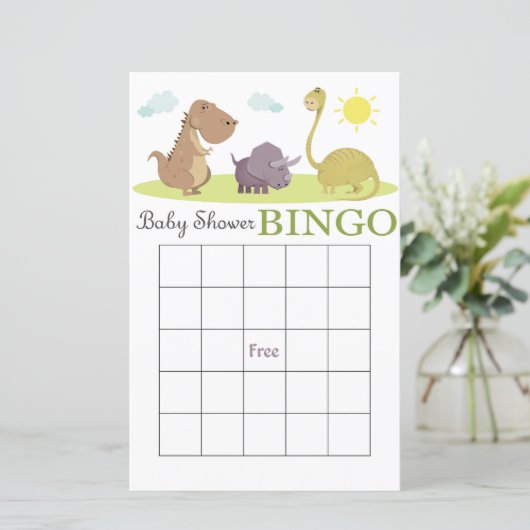 Dinosaur baby shower bingo card (Staand voorkant)