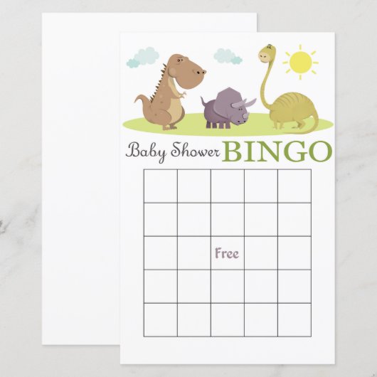 Dinosaur baby shower bingo card (Voorkant / Achterkant)