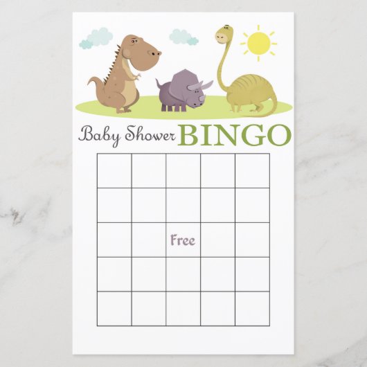 Dinosaur baby shower bingo card (Voorkant)