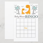 Dinosaur baby shower bingo card, Dino bingo (Voorkant / Achterkant)