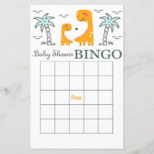 Dinosaur baby shower bingo card, Dino bingo (Voorkant)