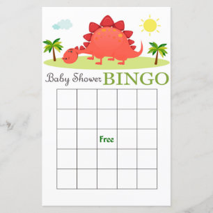 Dinosaur baby shower bingo card, Dino bingo card