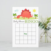 Dinosaur baby shower bingo card, Dino bingo card (Staand voorkant)