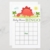 Dinosaur baby shower bingo card, Dino bingo card (Voorkant / Achterkant)