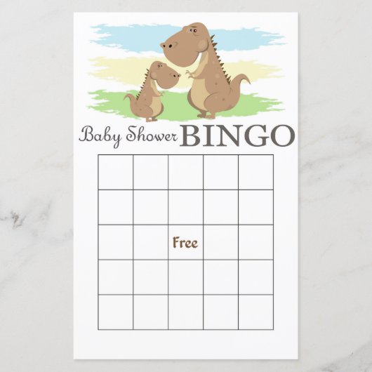Dinosaur baby shower bingo card, Dinosaur bingo (Voorkant)