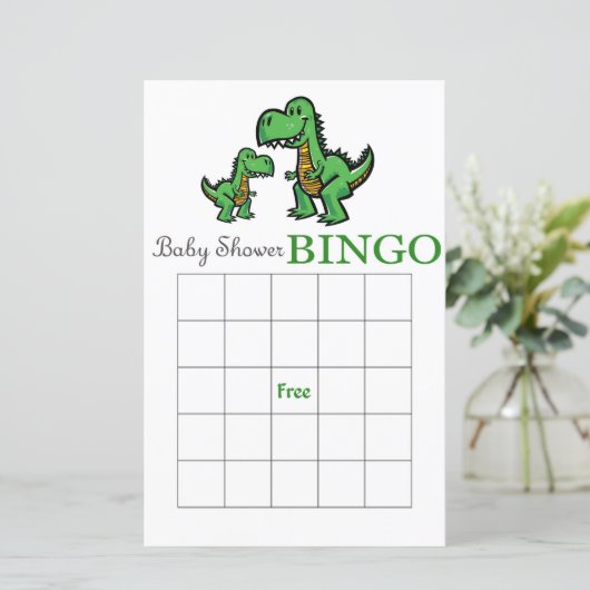 Dinosaur baby shower bingo card, Dinosaur bingo (Staand voorkant)
