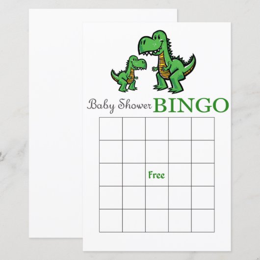 Dinosaur baby shower bingo card, Dinosaur bingo (Voorkant / Achterkant)