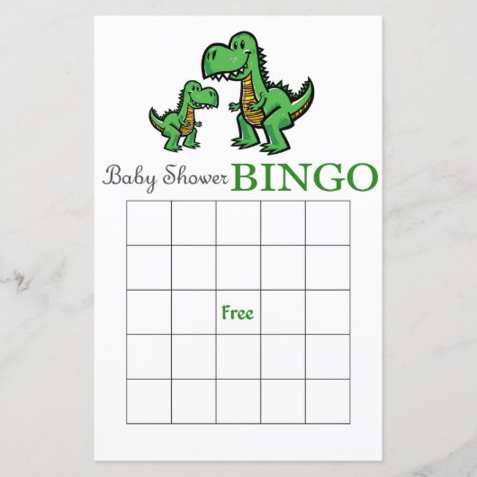 Dinosaur baby shower bingo card, Dinosaur bingo (Voorkant)