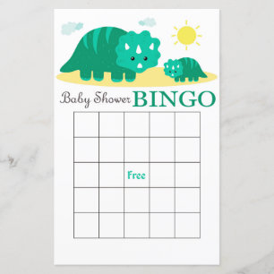 Dinosaur baby shower bingo card, Dinosaur bingo
