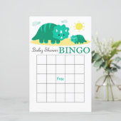 Dinosaur baby shower bingo card, Dinosaur bingo (Staand voorkant)