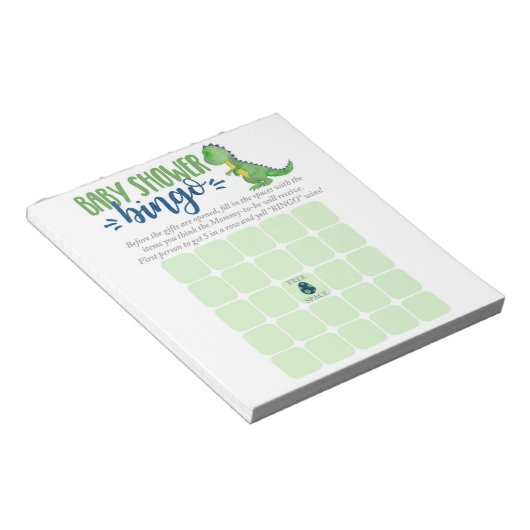 Dinosaur Baby shower Bingo Kaart Notitieblok (Schuin)