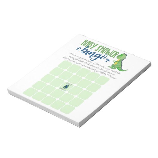 Dinosaur Baby shower Bingo Kaart Notitieblok (Linkerzijde)